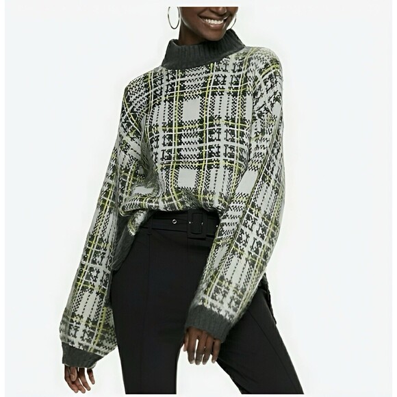 NWT Nine West Womens Plaid Mock Neck Sweater Size Large - Picture 1 of 12